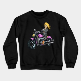 Girl on motorcycle Crewneck Sweatshirt